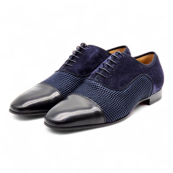 Christian Louboutin Greggo Oxford Leather Shoes Blue EU 41.5 US 8.5 - New $995 - Picture 2 of 8